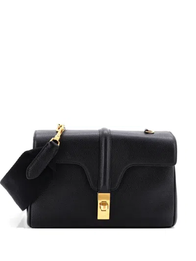 Pre-owned Celine Soft 16 Bag Grainy Calfskin Teen Shoulder Bag In Black