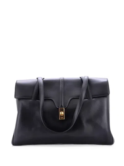 Pre-owned Celine Soft 16 Bag Smooth Calfskin Large Shoulder Bag In Black