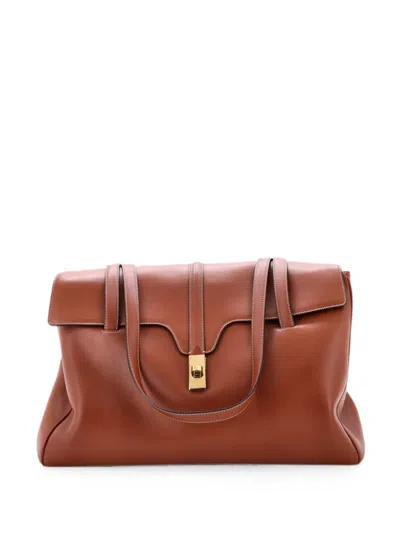 Pre-owned Celine Soft 16 Bag Smooth Calfskin Large Shoulder Bag In Brown