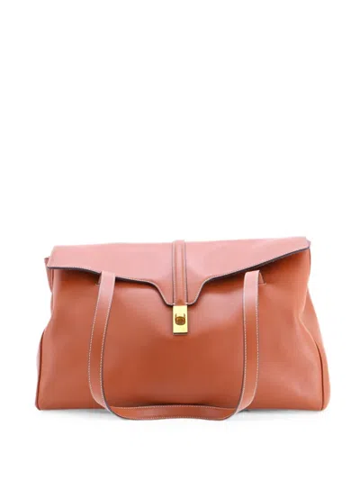 Pre-owned Celine Soft 16 Bag Smooth Calfskin Large Shoulder Bag In Brown