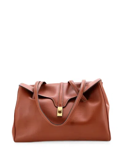Pre-owned Celine Soft 16 Bag Smooth Calfskin Large Shoulder Bag In Brown