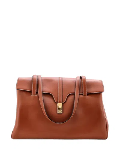 Pre-owned Celine Soft 16 Bag Smooth Calfskin Large Shoulder Bag In Brown