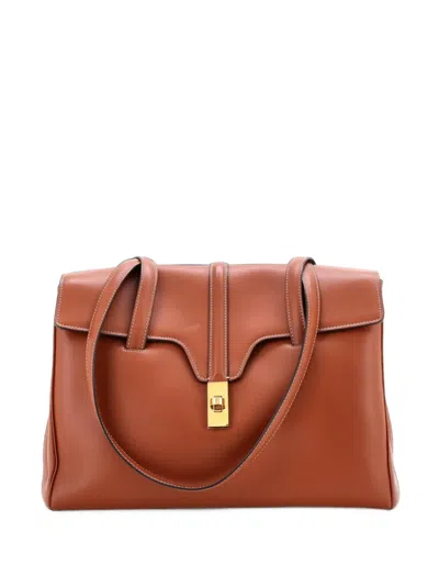Pre-owned Celine Soft 16 Bag Smooth Calfskin Large Shoulder Bag In Brown