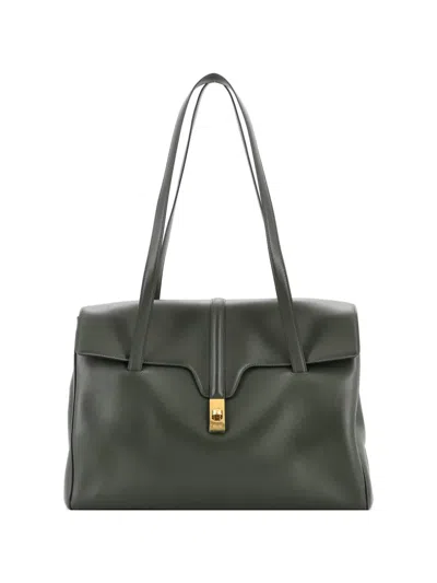 Pre-owned Celine Soft 16 Bag Smooth Calfskin Large Shoulder Bag In Green