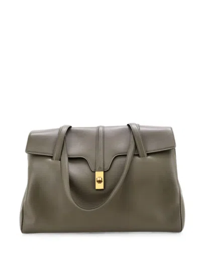 Pre-owned Celine Soft 16 Bag Smooth Calfskin Large Shoulder Bag In Green