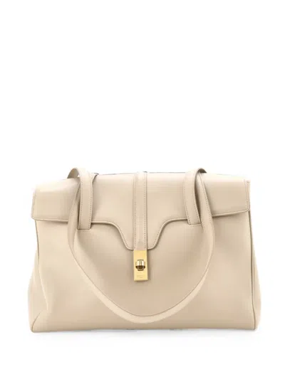 Pre-owned Celine Soft 16 Bag Smooth Calfskin Medium Shoulder Bag In Neutral