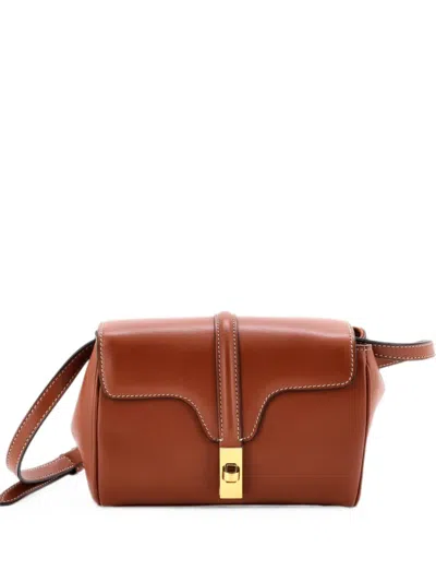 Pre-owned Celine Soft 16 Bag Smooth Calfskin Mini Crossbody Bag In Brown