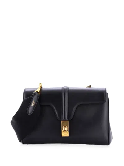 Pre-owned Celine Soft 16 Bag Smooth Calfskin Teen Shoulder Bag In Black