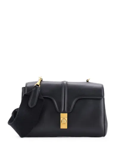 Pre-owned Celine Soft 16 Bag Smooth Calfskin Teen Shoulder Bag In Black