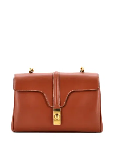 Pre-owned Celine Soft 16 Bag Smooth Calfskin Teen Shoulder Bag In Brown