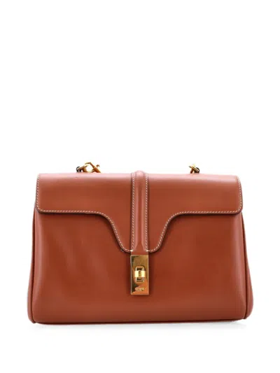 Pre-owned Celine Soft 16 Bag Smooth Calfskin Teen Shoulder Bag In Brown