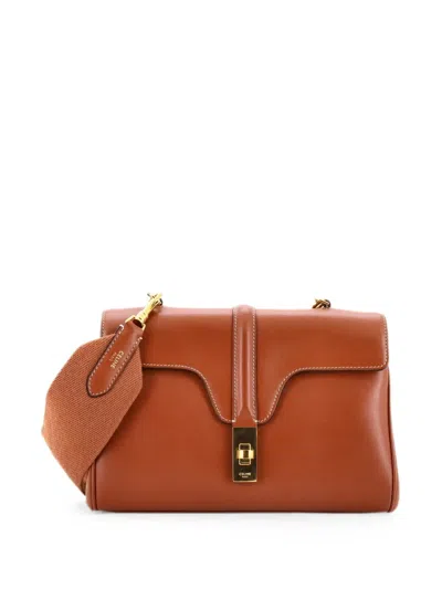 Pre-owned Celine Soft 16 Bag Smooth Calfskin Teen Shoulder Bag In Brown