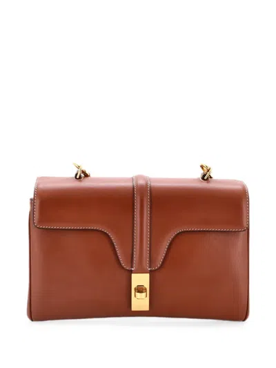 Pre-owned Celine Soft 16 Bag Smooth Calfskin Teen Shoulder Bag In Brown