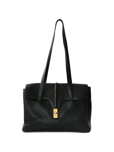 Pre-owned Celine Soft 16 Leather Tote Bag In Black