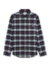 Celine Logo-embroidered Checked Wool-flannel Shirt In Gray