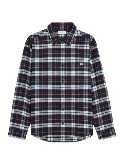 CELINE SOFT CHECKED BRUSHED WOOL SHIRT