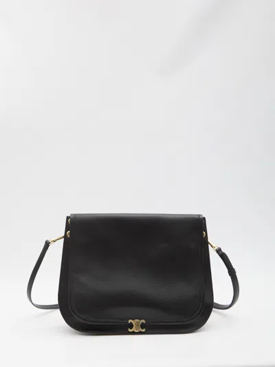Celine Soft Triomphe Shoulder Bag In Black