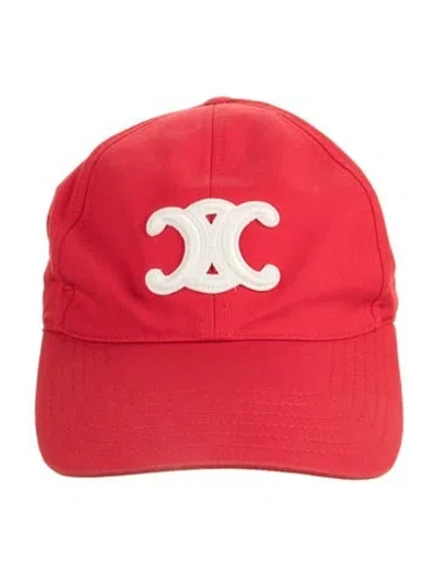 Pre-owned Celine Solid Baseball Cap In Red