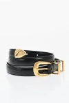 Celine Solid Color Leather Belt With Golden Effect Closure 20mm