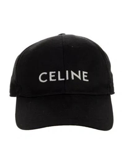 Pre-owned Celine Solid Embroidered Baseball Cap In Black