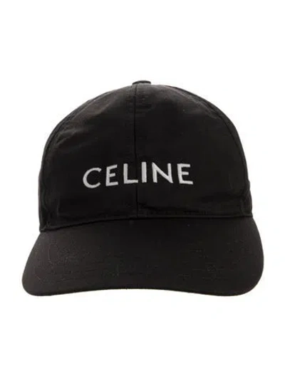 Pre-owned Celine Solid Embroidered Baseball Cap In Black