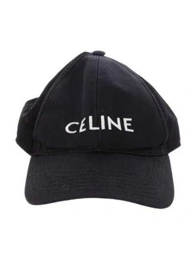 Pre-owned Celine Solid Embroidered Baseball Cap In Black