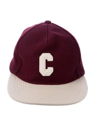 Pre-owned Celine Solid Initial Baseball Cap W/tags In Burgundy