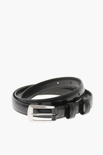 Celine Solid Leather Belt With 20mm Silver Buckle In Burgundy
