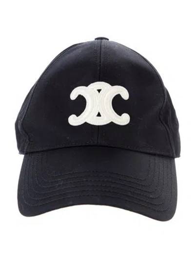 Pre-owned Celine Solid Triomphe Baseball Cap In Black