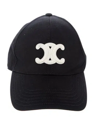 Pre-owned Celine Solid Triomphe Baseball Cap In Black