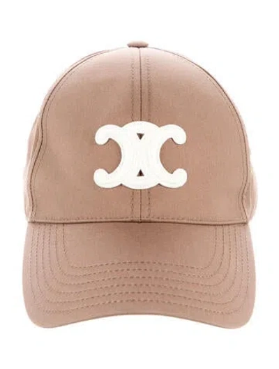 Pre-owned Celine Solid Triomphe Baseball Cap In Neutral