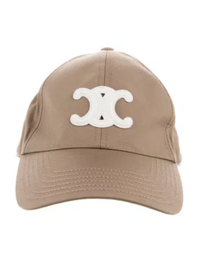 Pre-owned Celine Solid Triomphe Baseball Cap In Neutral