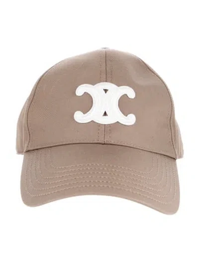 Pre-owned Celine Solid Triomphe Baseball Cap In Neutral