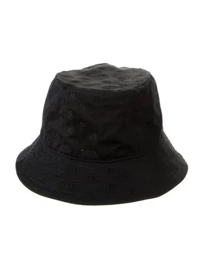Pre-owned Celine Solid Triomphe Bucket Hat In Black