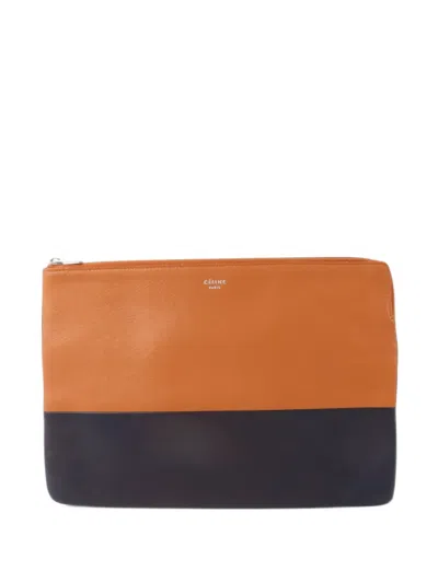 Pre-owned Celine Solo Leather Clutch Bag In Neutrals