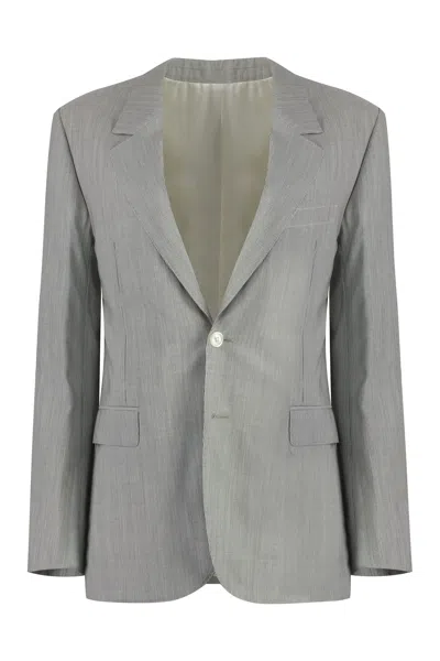 Celine Sophisticated Grey Wool Blend Blazer For Women In Gray