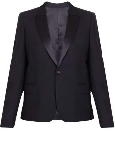 Celine Sophisticated Tuxedo Jacket In Premium Wool In Black