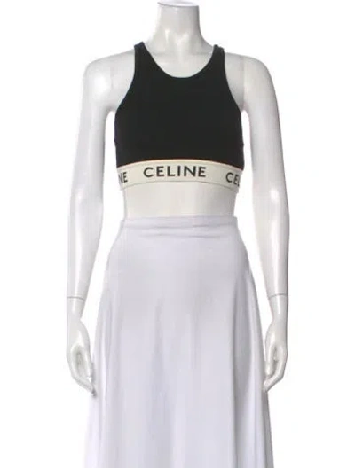 Pre-owned Celine Sports Bra Crew Neck Sports Bra In Black