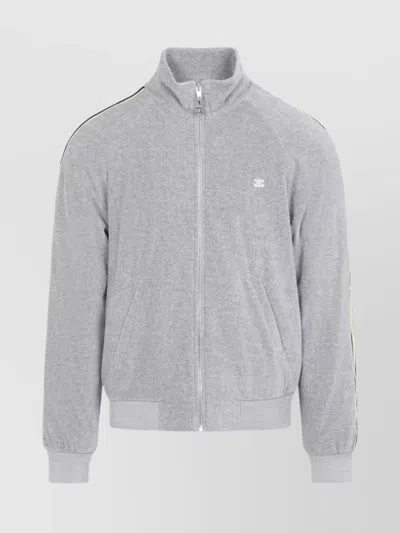 Celine Sporty Jacket With High Collar And Stripes In Gray
