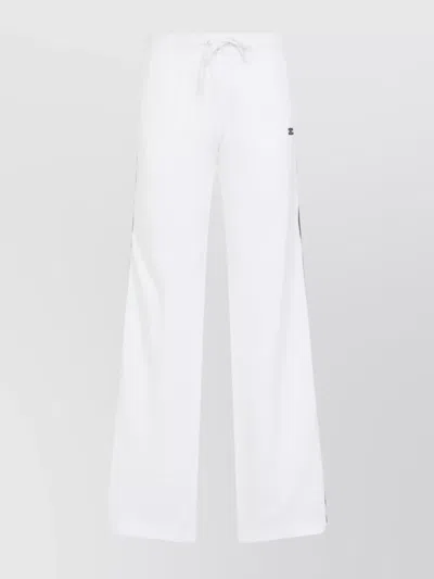 Celine Sporty Trousers With Drawstring Waist And Side Stripes In White