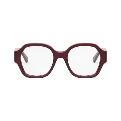 Celine Square Frame Glasses In Shiny Bordeaux