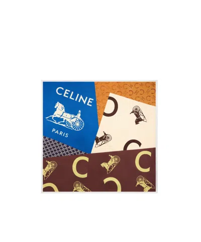 Celine Square In Heritage Patchwork Silk Twill In Multi