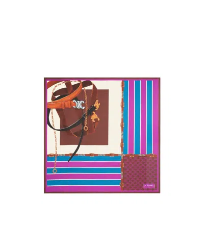 Celine Square In Silk Twill In Pink