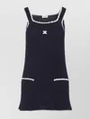 Celine Navy Blue Triomphe Cotton Mini Dress In Black