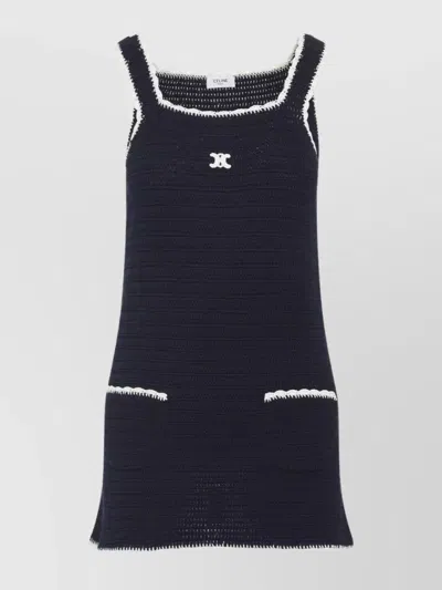 CELINE SQUARE NECK SLEEVELESS MINI DRESS