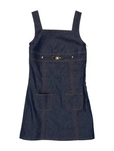 Pre-owned Celine Square Neckline Knee-length Dress W/ Tags In Blue