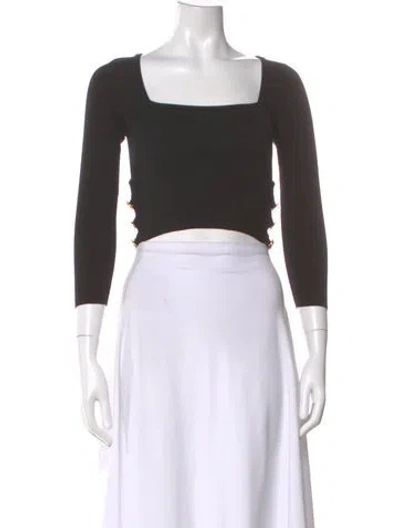 Pre-owned Celine Square Neckline Long Sleeve Crop Top In Black