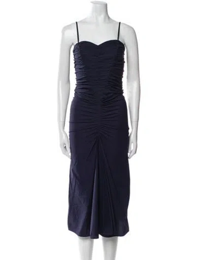 Pre-owned Celine Square Neckline Midi Length Dress In Blue