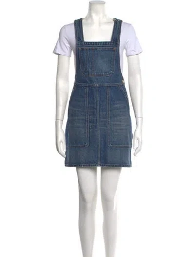 Pre-owned Celine Square Neckline Mini Dress In Blue