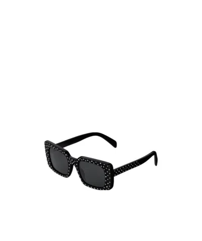 Celine Square S213 Sunglasses In Acetate With Crystals In Black